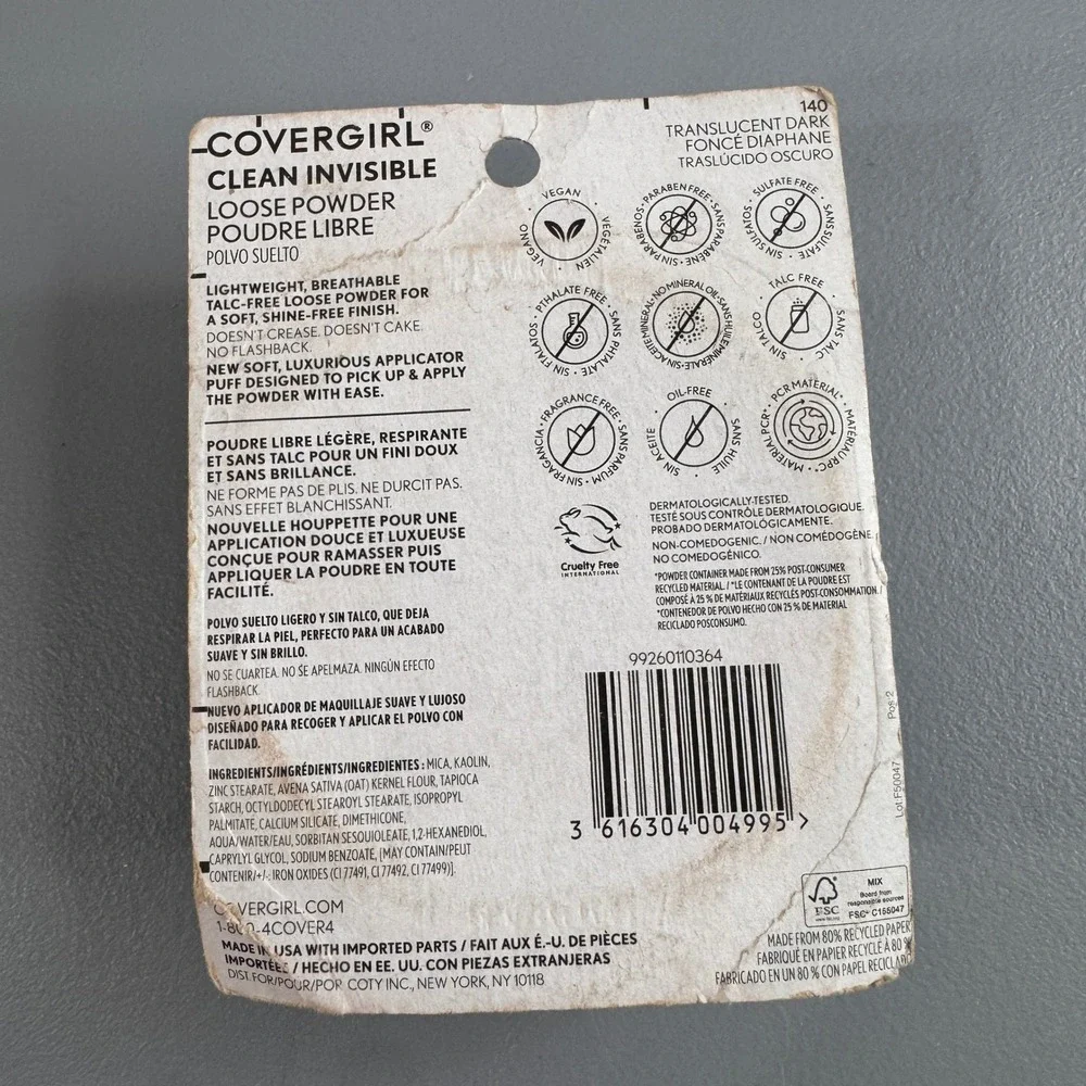 Covergirl Clean Invisible Loose Powder Women 18g 140 Translucent Dark Good Vegan